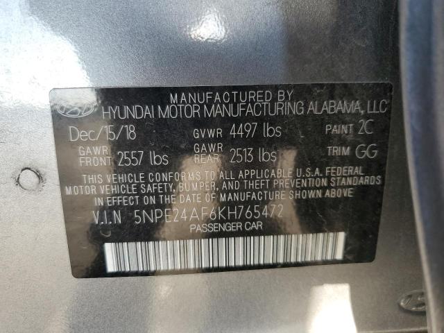 5NPE24AF6KH765472 - 2019 HYUNDAI SONATA SE GRAY photo 12