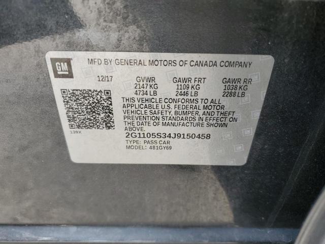 2G1105S34J9150458 - 2018 CHEVROLET IMPALA LT GRAY photo 12