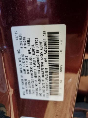 19UUB2F70FA019891 - 2015 ACURA TLX ADVANCE 栗色 照片 12