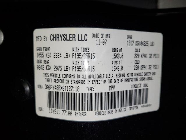 3A8FY48BX8T127118 - 2008 CHRYSLER PT CRUISER BLACK photo 13