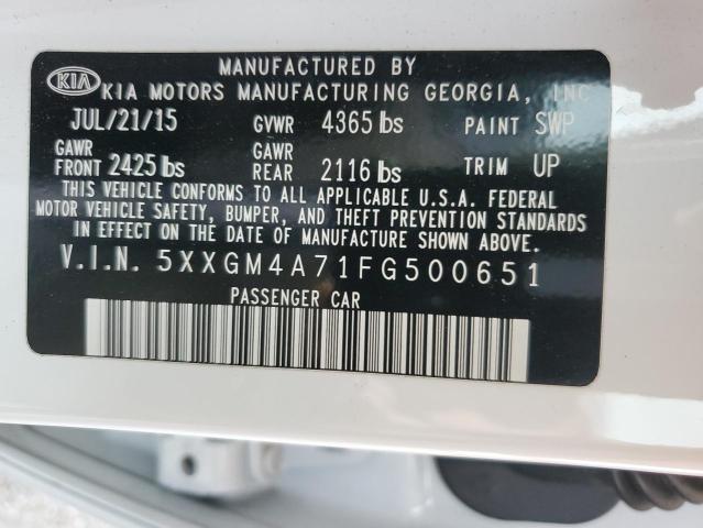 5XXGM4A71FG500651 - 2015 KIA OPTIMA LX WHITE photo 12