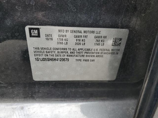 1G1JD5SH6H4120679 - 2017 CHEVROLET SONIC LT GRAY photo 12