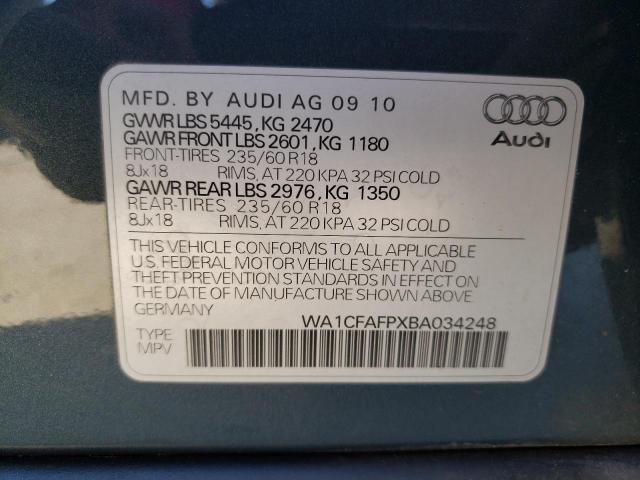 WA1CFAFPXBA034248 - 2011 AUDI Q5 PREMIUM GRAY photo 12