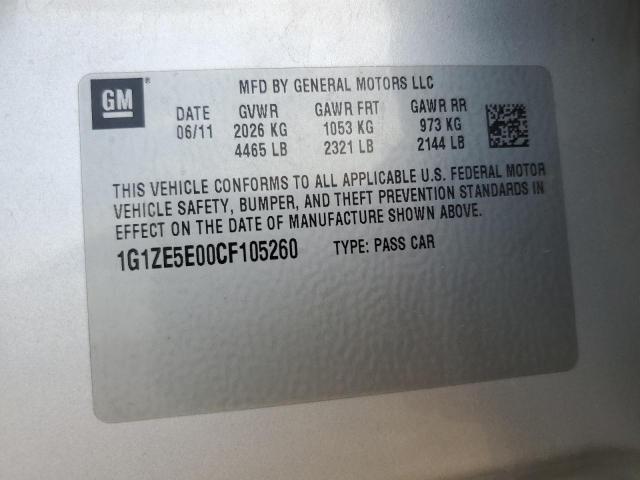 1G1ZE5E00CF105260 - 2012 CHEVROLET MALIBU LTZ ვერცხლისფერი ფოტო 13