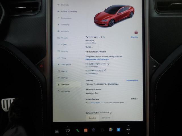 5YJSA1E47LF355678 - 2020 TESLA MODEL S Rojo foto 9