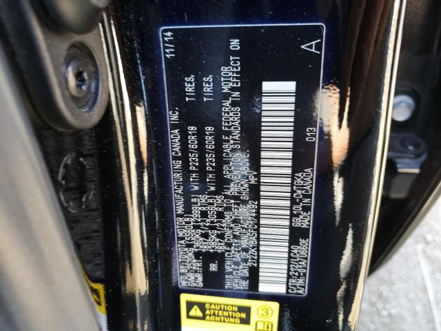 2T2ZK1BA5FC174492 - 2015 LEXUS RX 350 BLACK photo 12