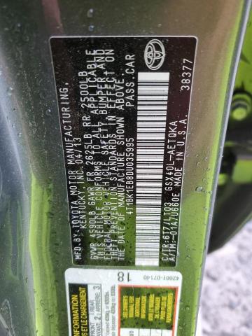 4T1BK1EB8DU035995 - 2013 TOYOTA AVALON BASE 绿色 照片 12