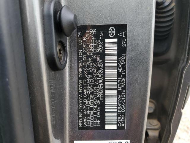 JTDBA32K860026439 - 2006 TOYOTA CAMRY SE GRAY photo 12