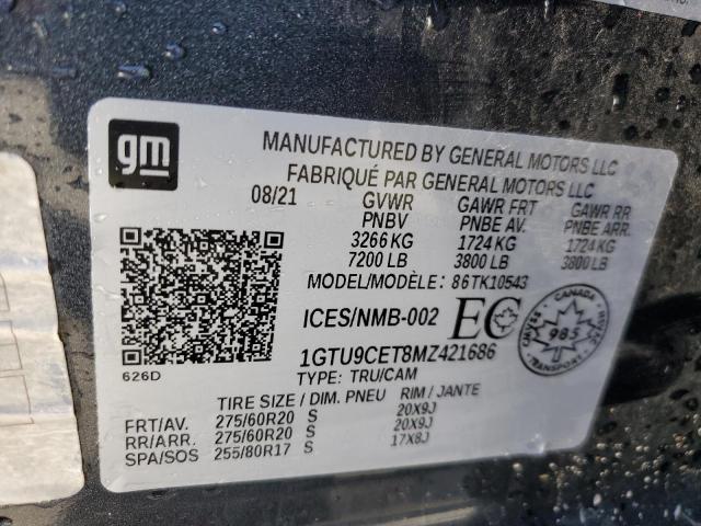 1GTU9CET8MZ421686 - 2021 GMC SIERRA K1500 ELEVATION CHARCOAL photo 12