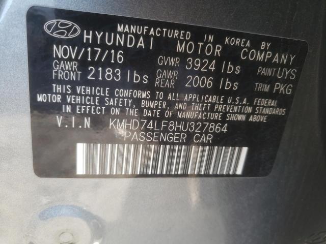 KMHD74LF8HU327864 - 2017 HYUNDAI ELANTRA SE GRAY photo 12