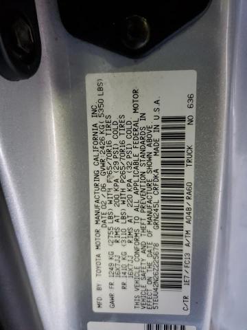 5TEUU42N26Z225678 - 2006 TOYOTA TACOMA ACCESS CAB ვერცხლისფერი ფოტო 12