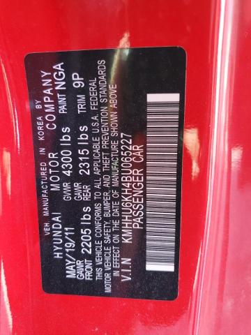 KMHHU6KH4BU065227 - 2011 HYUNDAI GENESIS CO 3.8L RED photo 12