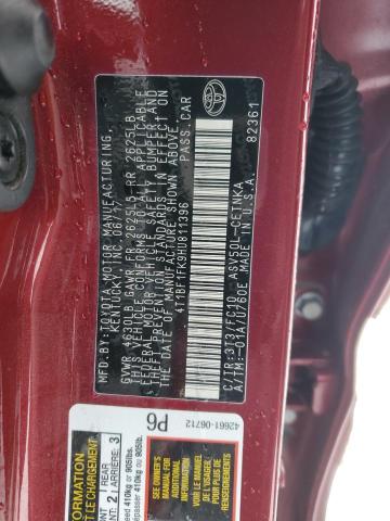 4T1BF1FK9HU811396 - 2017 TOYOTA CAMRY LE RED photo 12