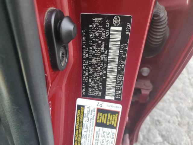 4T1BF1FKXFU875167 - 2015 TOYOTA CAMRY LE RED photo 12