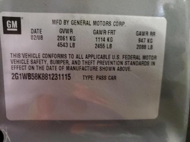 2G1WB58K881231115 - 2008 CHEVROLET IMPALA LS GRAY photo 12