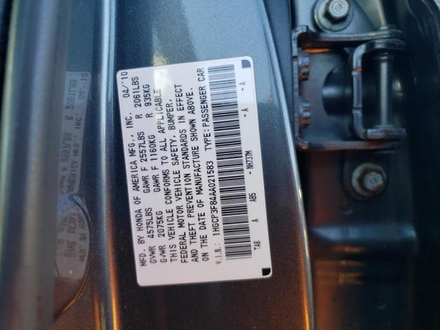 1HGCP3F84AA021583 - 2010 HONDA ACCORD EXL GRAY photo 13