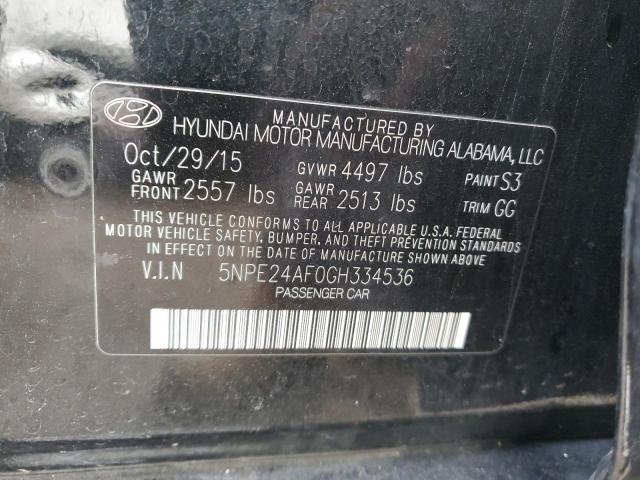 5NPE24AF0GH334536 - 2016 HYUNDAI SONATA SE BLACK photo 12