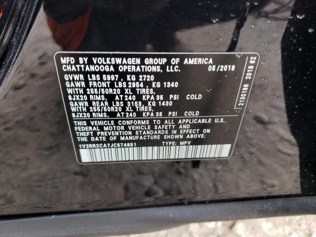 1V2RR2CA7JC574851 - 2018 VOLKSWAGEN ATLAS SEL BLACK photo 13