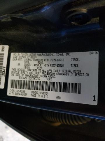 5TFUW5F12GX547317 - 2016 TOYOTA TUNDRA DOUBLE CAB SR/SR5 GRAY photo 12