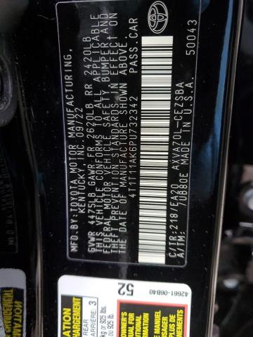 4T1T11AK6PU732342 - 2023 TOYOTA CAMRY SE NIGHT SHADE BLACK photo 12