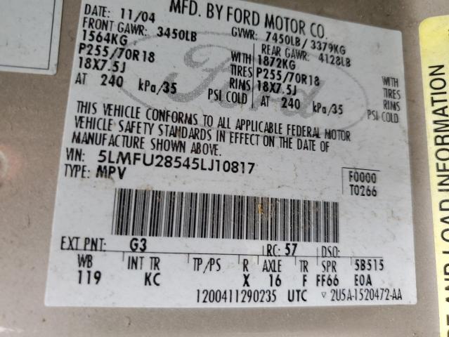 5LMFU28545LJ10817 - 2005 LINCOLN NAVIGATOR CREAM photo 14