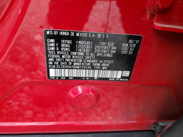 3CZRU5H70HM725546 - 2017 HONDA HR-V EXL RED photo 14