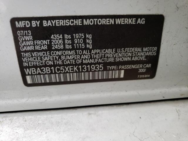 WBA3B1C5XEK131935 - 2014 BMW 3 SERIES I WHITE photo 12