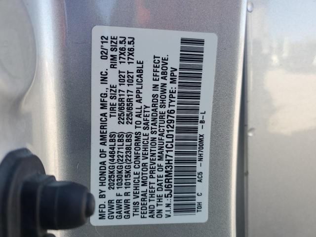 5J6RM3H71CL012976 - 2012 HONDA CR-V EXL GRAY photo 14