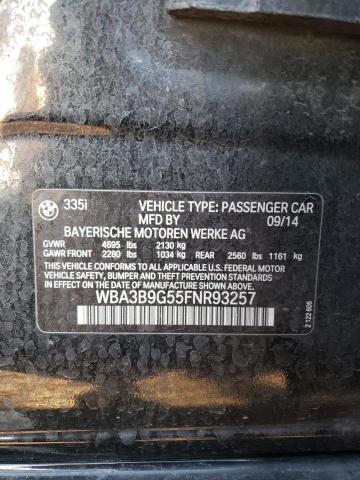 WBA3B9G55FNR93257 - 2015 BMW 335XI XI BLACK photo 12
