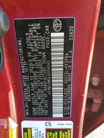 4T1BZ1HK9JU504045 - 2018 TOYOTA CAMRY XSE BURGUNDY photo 12