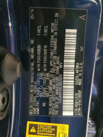 5TDJKRFHXES051459 - 2014 TOYOTA HIGHLANDER XLE BLUE photo 13