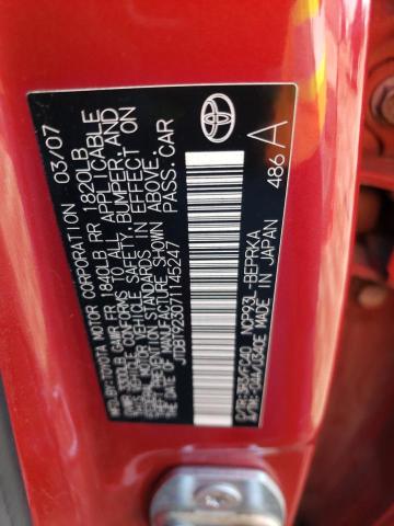 JTDBT923071145247 - 2007 TOYOTA YARIS RED photo 12