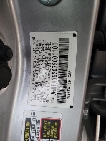 JHMFA36207S001101 - 2007 HONDA CIVIC HYBRID SILVER photo 13