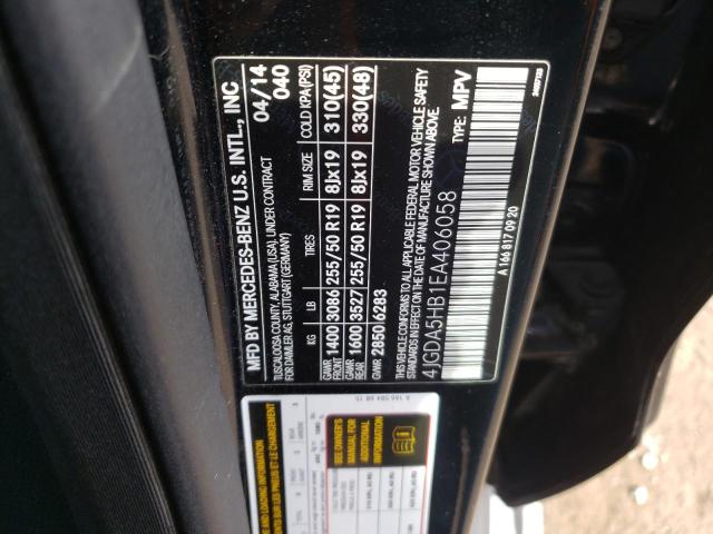 4JGDA5HB1EA406058 - 2014 MERCEDES-BENZ ML 350 4MATIC BLACK photo 13