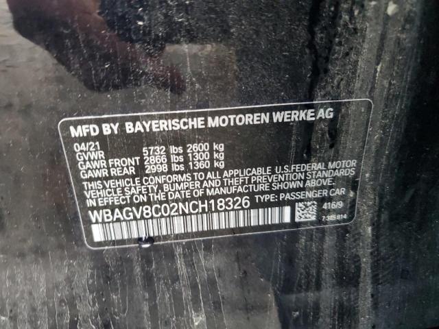 WBAGV8C02NCH18326 - 2022 BMW M850XI BLUE photo 13