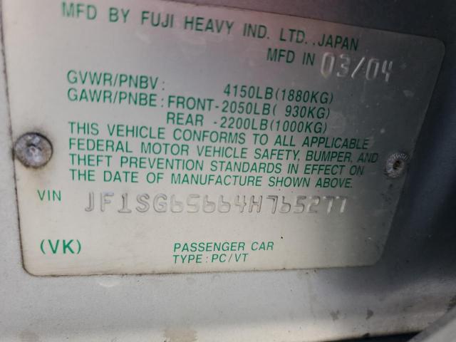 JF1SG65664H765277 - 2004 SUBARU FORESTER 2.5XS Серебристый фото 13