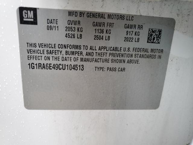 1G1RA6E49CU104513 - 2012 CHEVROLET VOLT WHITE photo 12