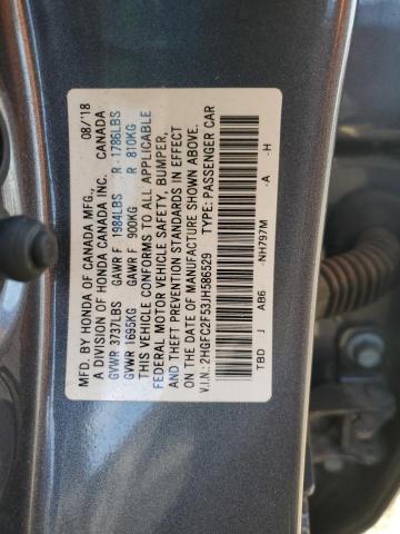 2HGFC2F53JH586529 - 2018 HONDA CIVIC LX GRAY photo 12