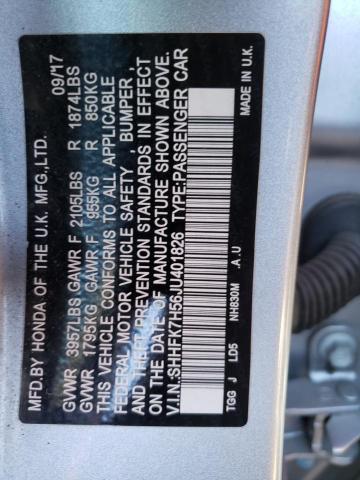 SHHFK7H56JU401826 - 2018 HONDA CIVIC EX SILVER photo 12