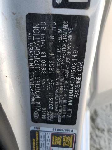KNADM4A30H6021491 - 2017 KIA RIO LX SILVER photo 12