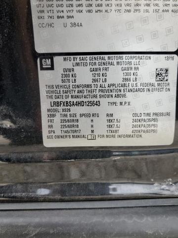 LRBFXBSA4HD125643 - 2017 BUICK ENVISION ESSENCE შავი ფოტო 13