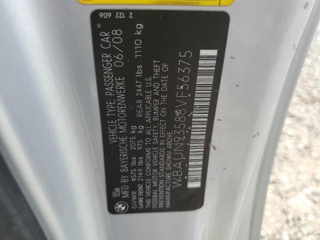 WBAUN93588VF56375 - 2008 BMW 135 I Srebrny zdjęcie 12