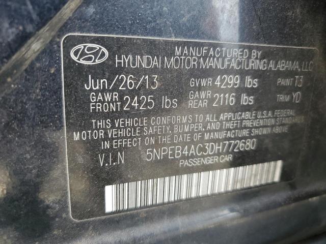 5NPEB4AC3DH772680 - 2013 HYUNDAI SONATA GLS BLACK photo 12