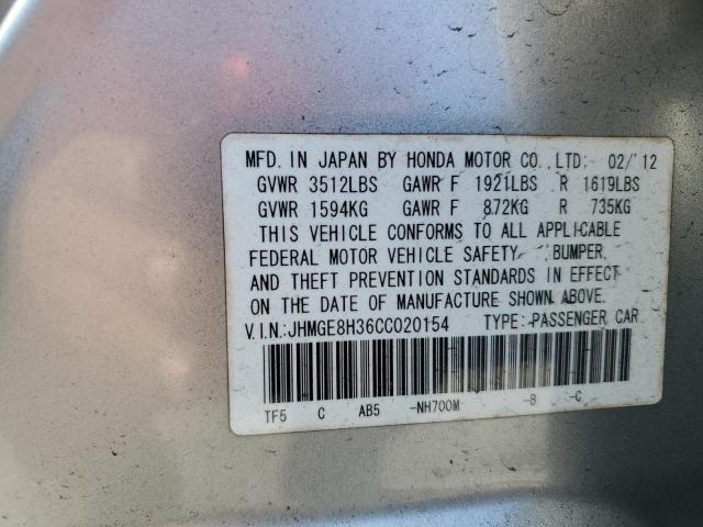 JHMGE8H36CC020154 - 2012 HONDA FIT Argent photo 12