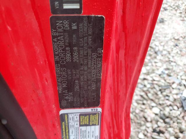 KNAFZ6A33E5233583 - 2014 KIA FORTE SX RED photo 12