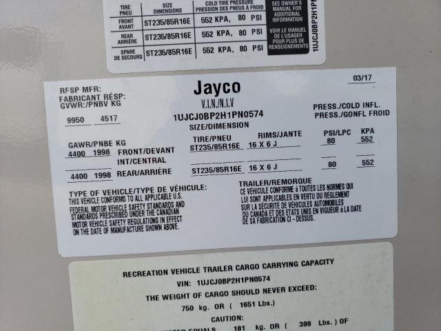 1UJCJ0BP2H1PN0574 - 2017 JAYCO EAGLE BEIGE photo 10