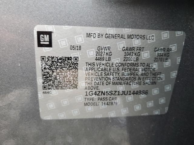 1G4ZN5SZ1JU144986 - 2018 BUICK LACROSSE PREFERRED GRAY photo 12