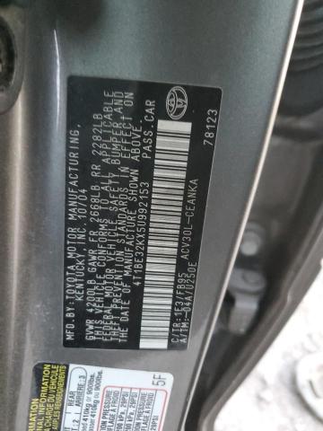 4T1BE32KX5U992153 - 2005 TOYOTA CAMRY LE GRAY photo 12