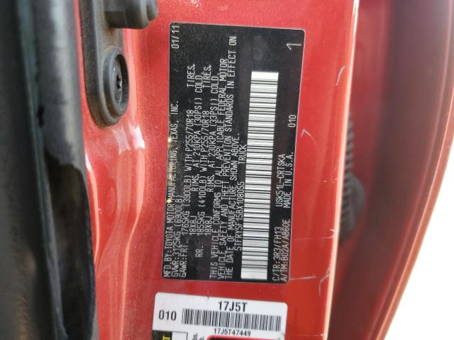 5TFRY5F15BX108055 - 2011 TOYOTA TUNDRA DOUBLE CAB SR5 RED photo 12