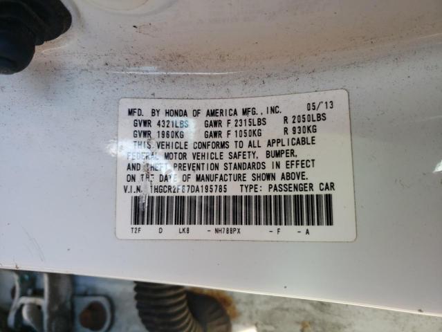 1HGCR2F87DA195785 - 2013 HONDA ACCORD EXL WHITE photo 12